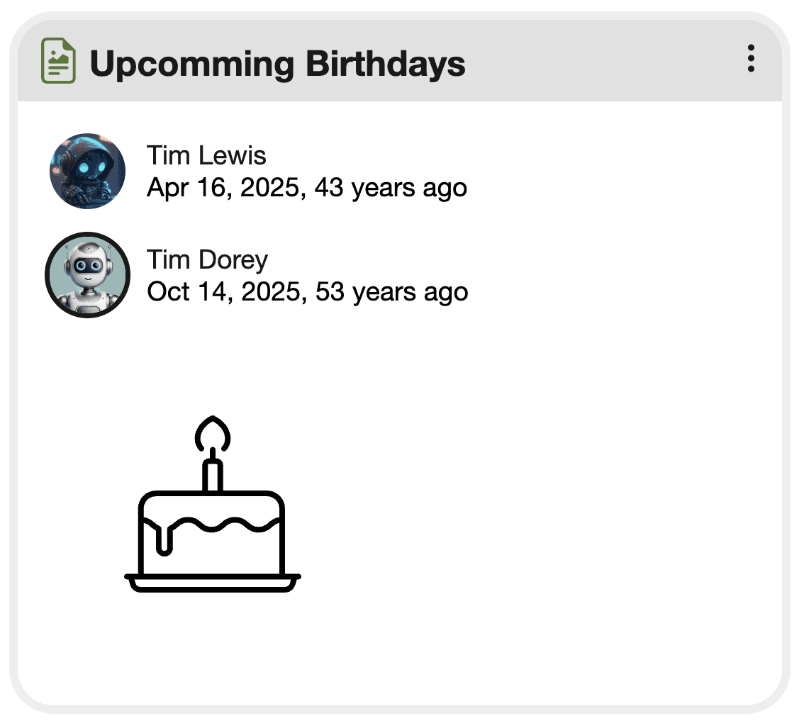 Show Birthdays on your Company Intranet. 